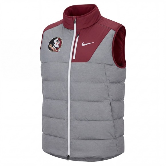 Nike Other - Nike FSU Florida State Seminoles NCAA Puffer Vest Gray Garnet Full Zip Men's L